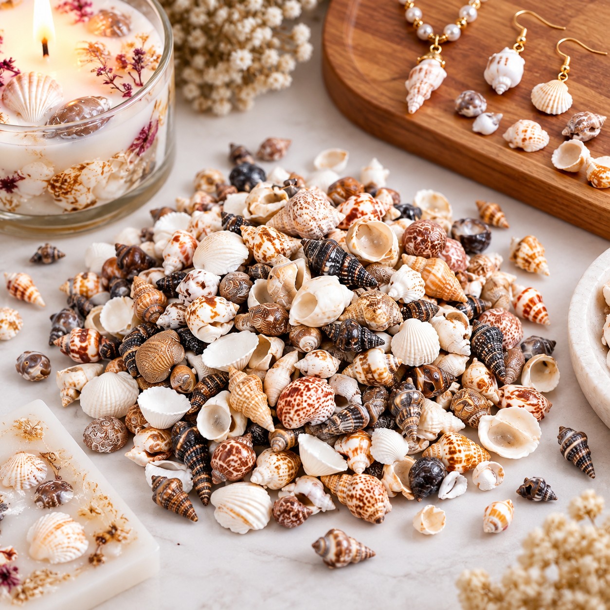 Small Craft Shell Mix - Decorative Shells for Aquarium, Vase Filler & DIY Craft (200g Pack)